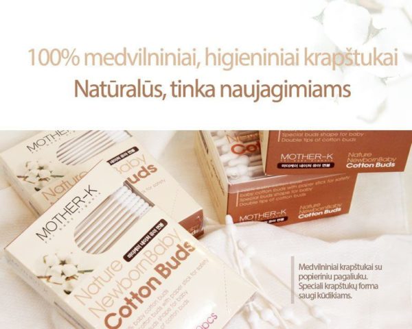 Mother-K Cotton Buds with paper stick (100 pcs)