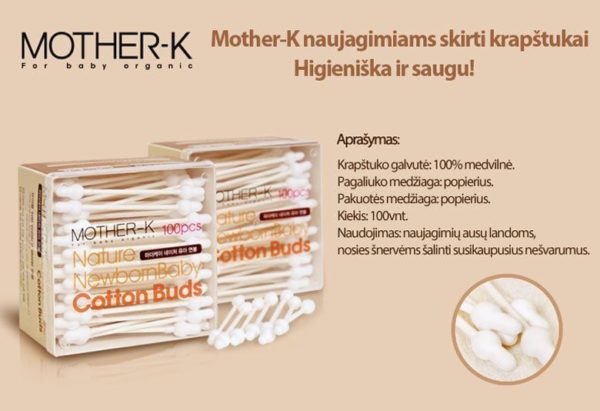 Mother-K Cotton Buds with paper stick (100 pcs)