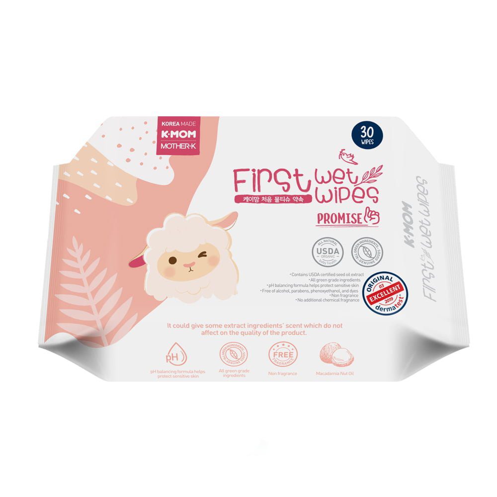 K-MOM organic wet wipes "Sheep" with a lid (30 pcs.)