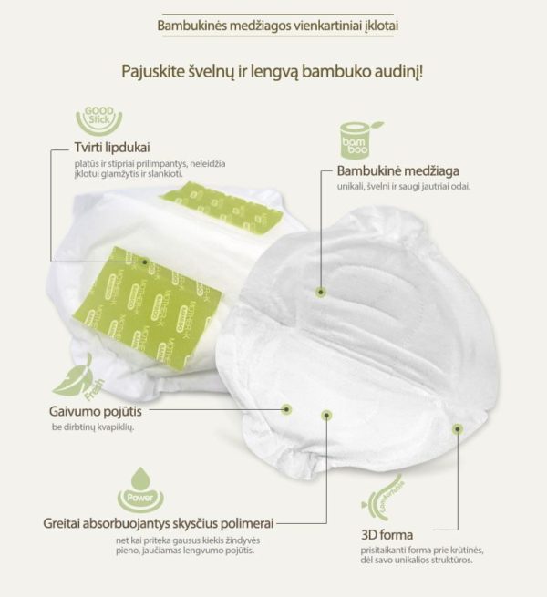 Mother-K Bamboo Premium Breast Pads, 32 pcs. (eko-friendly, disposable)
