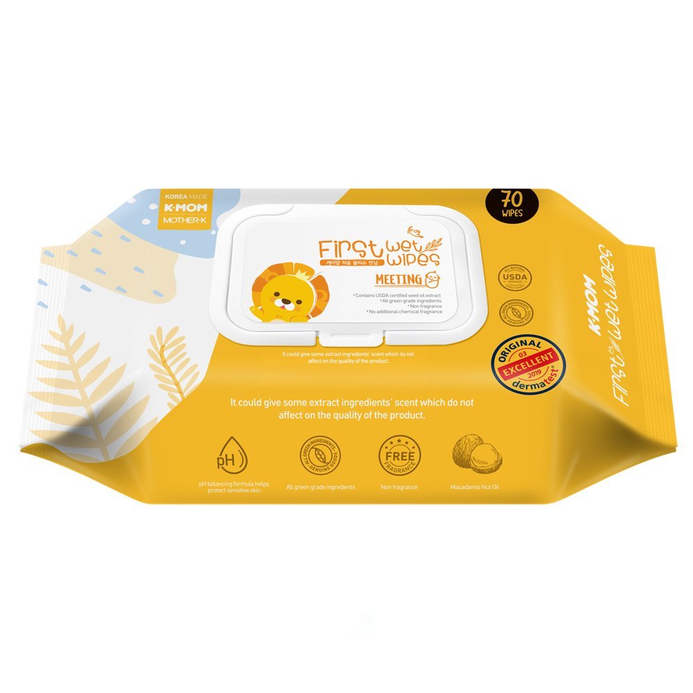 K-MOM Organic Wet Wipes “Lion” with a Lid (70 pcs.)