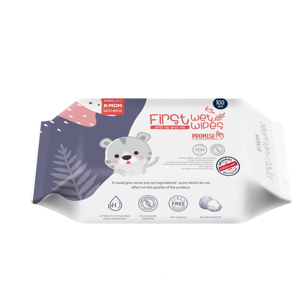 K-MOM Organic Wet Wipes “Grey Teddy” (100 pcs.)